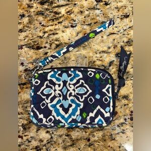 Vera Bradley Navy and Green Patterned Wristlet